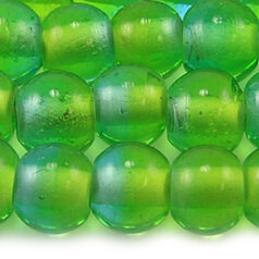 10mm Round Two-Tone Glass Bead - Peridot/Aqua