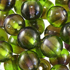 Beads, Glass Beads, 10mm Round Two-Tone, AMETHYST/PERIDOT