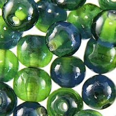Beads, Glass Beads, 10mm Round Two-Tone, MONTANA/OLIVE