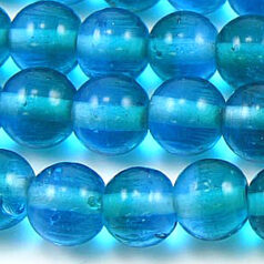 10mm Round Two-Tone Glass Bead - Lt. Aqua/Aqua