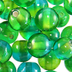 Beads, Glass Beads, 10mm Round Two-Tone, OLIVE/GREEN
