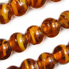Beads, 10mm Round, Transparent Swirl, AMBER