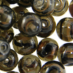 Beads, 10mm Round, Transparent Swirl, GREY