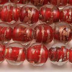 Beads 8mm Round,  Copper Swirl, DARK RED