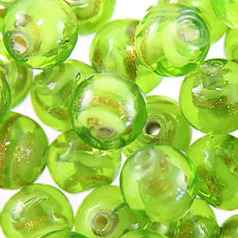 Beads 8mm Round,  Copper Swirl, CHARTREUSE