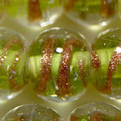 Beads 8mm Round,  Copper Swirl, CHARTREUSE