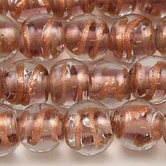 Beads 8mm Round,  Copper Swirl, LIGHT AMETHYST
