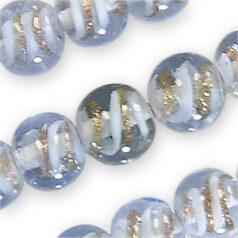 Beads, 10mm Round, Transparent Swirl, BLUE