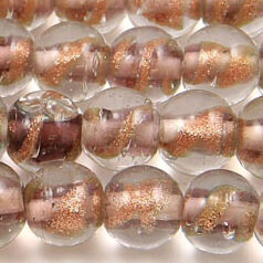 10mm Round Trans. Swirl Glass Bead - Mauve