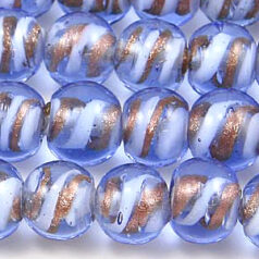 10mm Round Trans. Swirl Glass Bead - Sky Blue