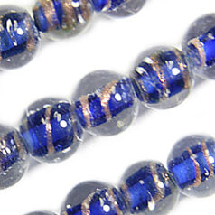 Beads, 10mm Round, Transparent Swirl, COBALT BLUE