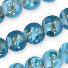 Beads, 10mm Round, Transparent Swirl, AQUA