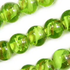 Beads, 10mm Round, Transparent Swirl, CHARTREUSE