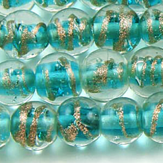 10mm Round Trans. Swirl Glass Bead - Light Aqua