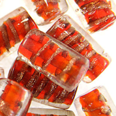 Beads, 15x10mm Tube, Copper Swirl, ORANGE