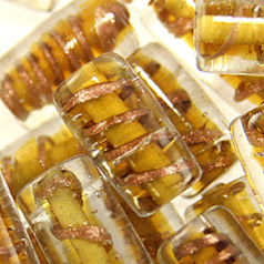 Beads, 15x10mm Tube, Copper Swirl, AMBER