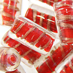 Beads, 15x10mm Tube, Copper Swirl, DARK RED