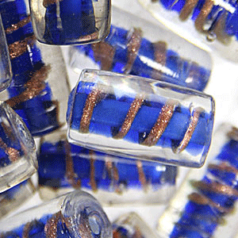 Beads, 15x10mm Tube, Copper Swirl, COBALT