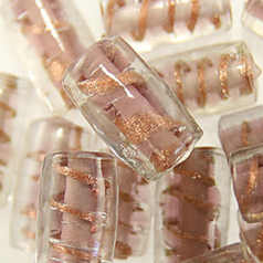 Beads, 15x10mm Tube, Copper Swirl, LIGHT AMETHYST