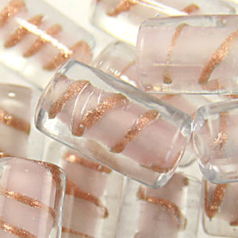 Beads, 15x10mm Tube, Copper Swirl, OPAL PINK