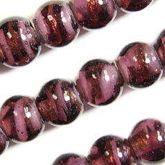 Beads, 10mm Round, Transparent Swirl, PURPLE