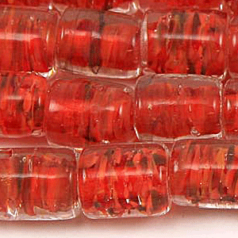 Beads, Glass Beads,  8x10mm Tube Swirl, RED