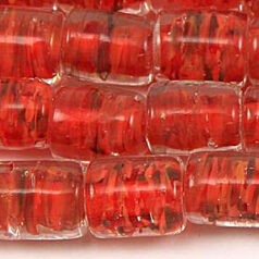 Beads, Glass Beads,  8x10mm Tube Swirl, RED