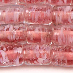 Beads, Glass Beads,  8x10mm Tube Swirl, ROSE