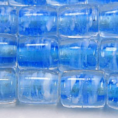 Beads, Glass Beads,  8x10mm Tube Swirl, BLUE