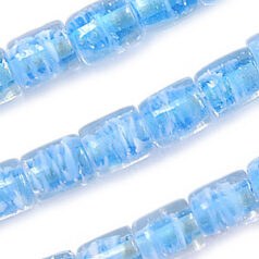 Beads, Glass Beads,  8x10mm Tube Swirl, BLUE