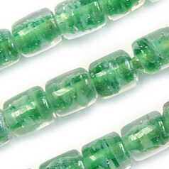 Beads, Glass Beads,  8x10mm Tube Swirl, GREEN