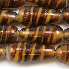 11x22mm Transparent Drop Swirl Glass Bead - Amber