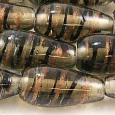 11x22mm Transparent Drop Swirl Glass Bead - Grey