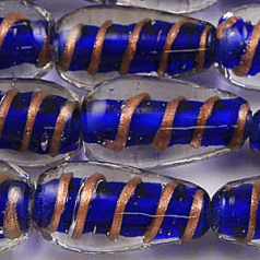 11x22mm Transparent Drop Swirl - Cobalt Blue