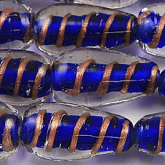 11x22mm Transparent Drop Swirl Glass Bead - Cobalt Blue