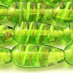 11x22mm Transparent Drop Swirl Glass Bead - Chartreuse