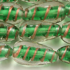 11x22mm Transparent Drop Swirl - Green