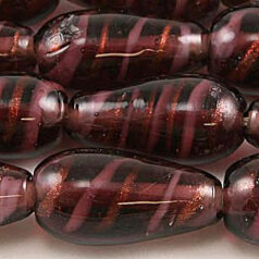 11x22mm Transparent Drop Swirl Glass Bead - Purple