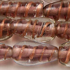 11x22mm Transparent Drop Swirl Glass Bead - Plum