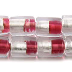 Beads, 9mmx13mm Tube, Silverfoil, PINK