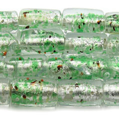 Beads, 9mmx13mm Tube Silverfoil - Light Green