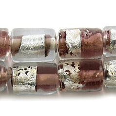 Beads, 9mmx13mm Tube, Silverfoil, AMETHYST