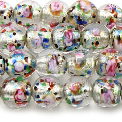 10mm Round Silverfoil - Pink/Lt. Blue