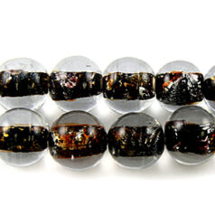 Beads, 10mm Round, Black Silverfoil, DARK BROWN