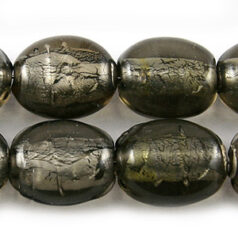 Beads, 6x13mm Flat Oval, Silverfoil, GREY
