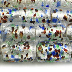 Beads, 6x13mm Flat Oval, Silverfoil, GREEN