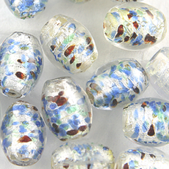 11x13mm Oval Silverfoil - Speckle Blue