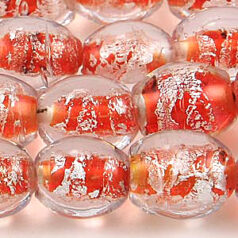 8x10mm Oval Silverfoil - Red