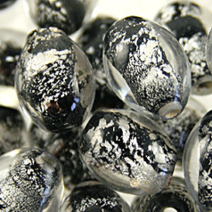 8x10mm Oval Silverfoil - Black