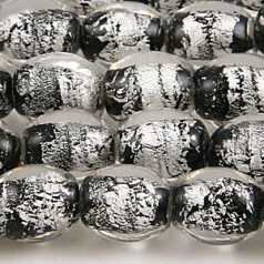 8x10mm Oval Silverfoil - Black